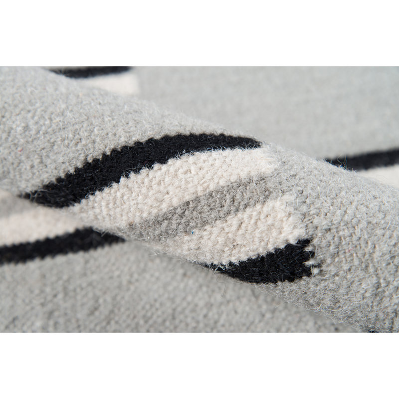 Thompson Wool Geometric Area Rug in Gray, Rectangle 7'6" x 9'6"