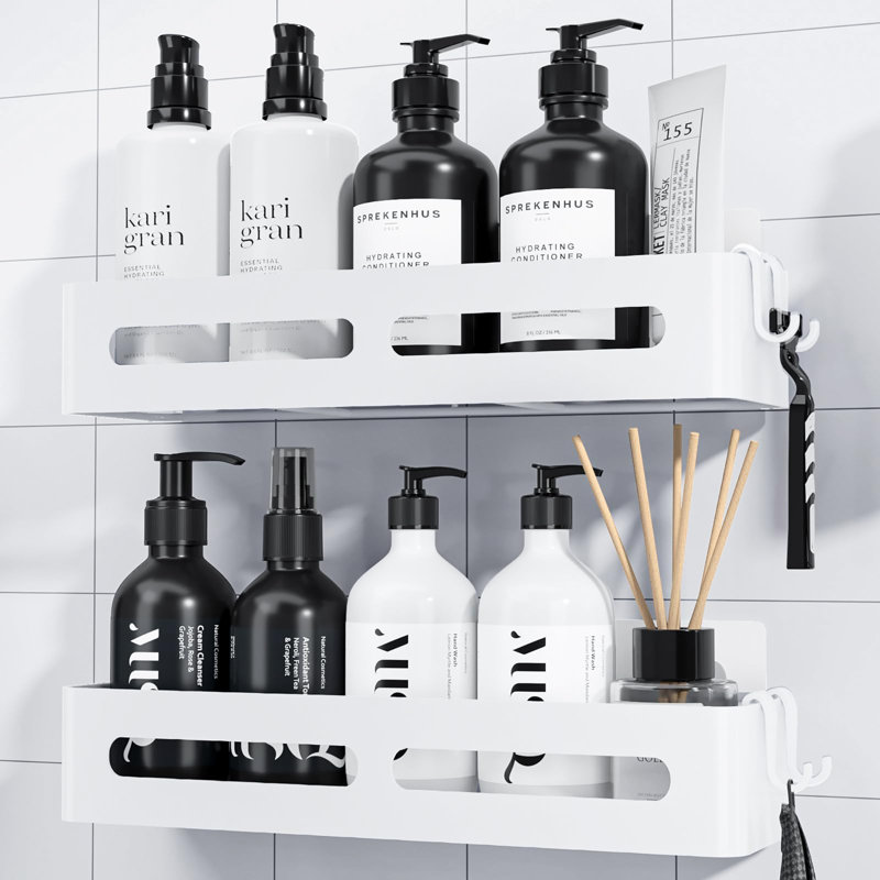 Adhesive Shower Shelf, White