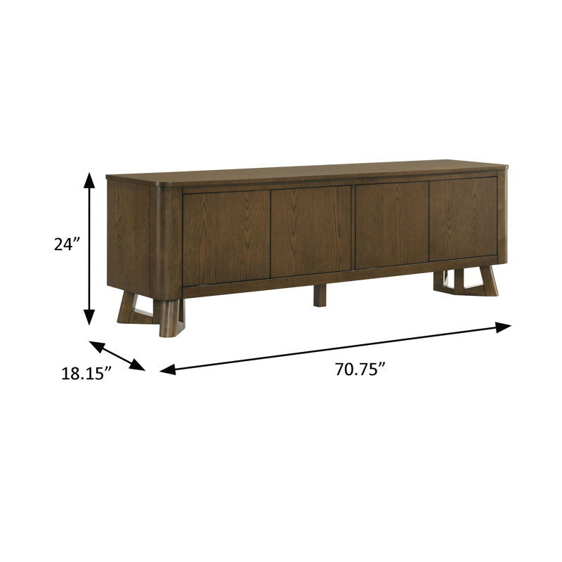 Meuble télé 71,15 po de style transitionnel, brun