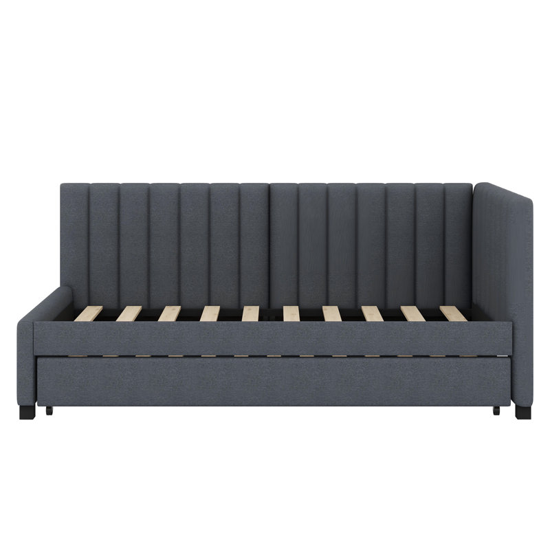 Upholstered Daybed With Trundle, Gray