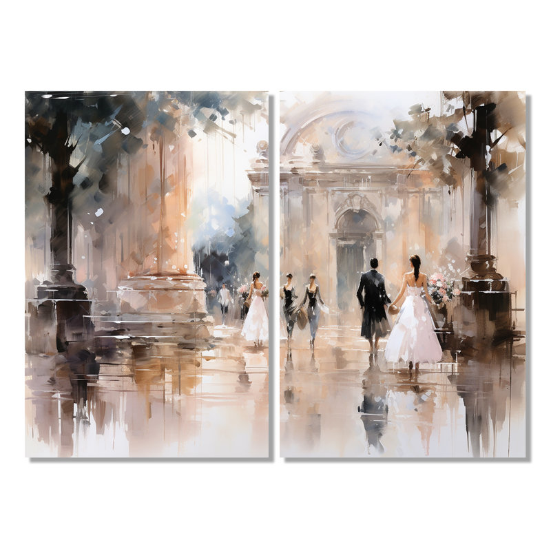 «Fashion Impressionist Elegance II», ensemble d'art mural glamour, 36" H x 48" W, Wrapped Canvas, Does Not Apply