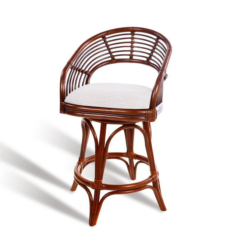 Danetra Swivel Stool, White Beige/Red Brown Frame, Bar Stool (32" Seat Height)