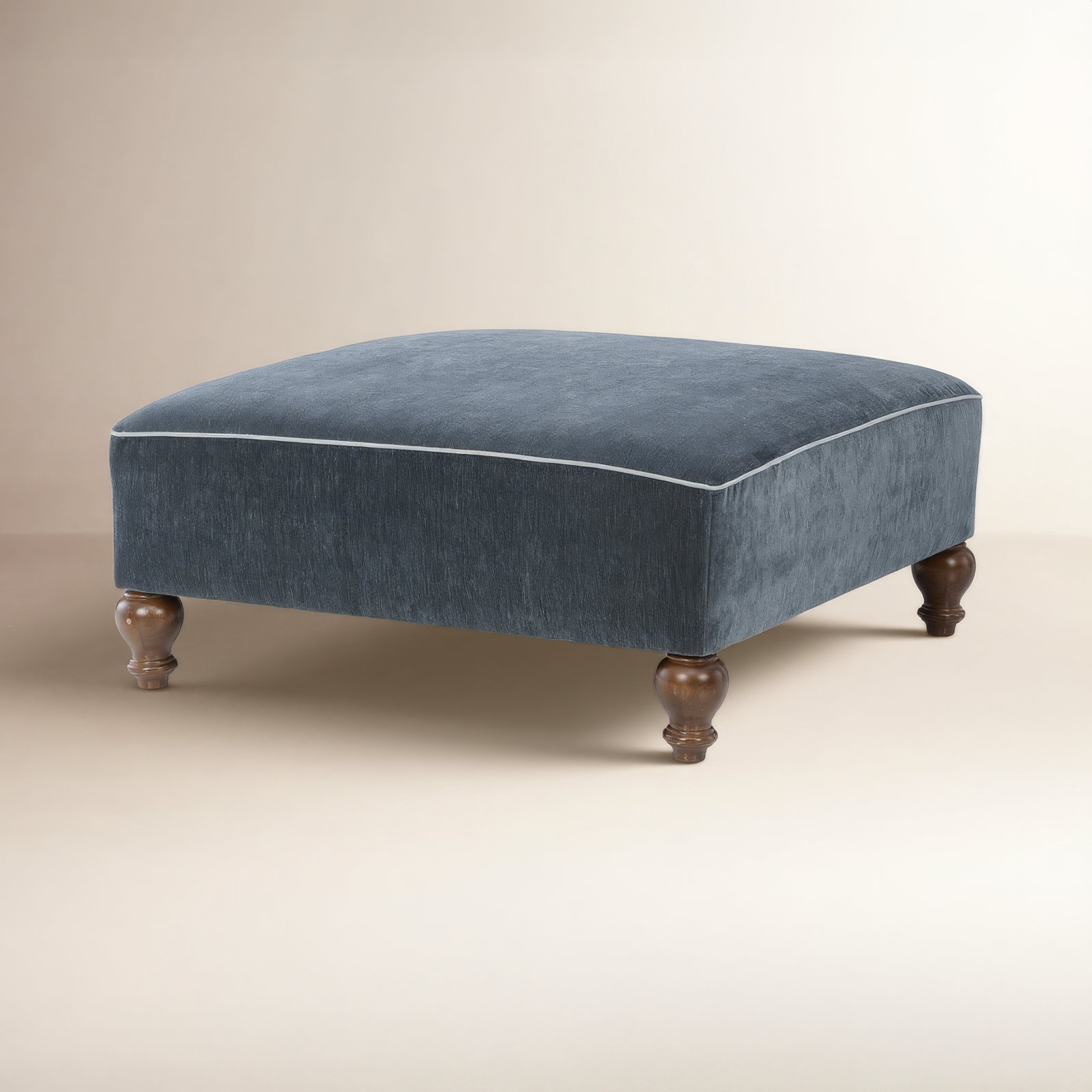 Erin & Ben Co. Renelle Upholstered Ottoman, Navy/Blue