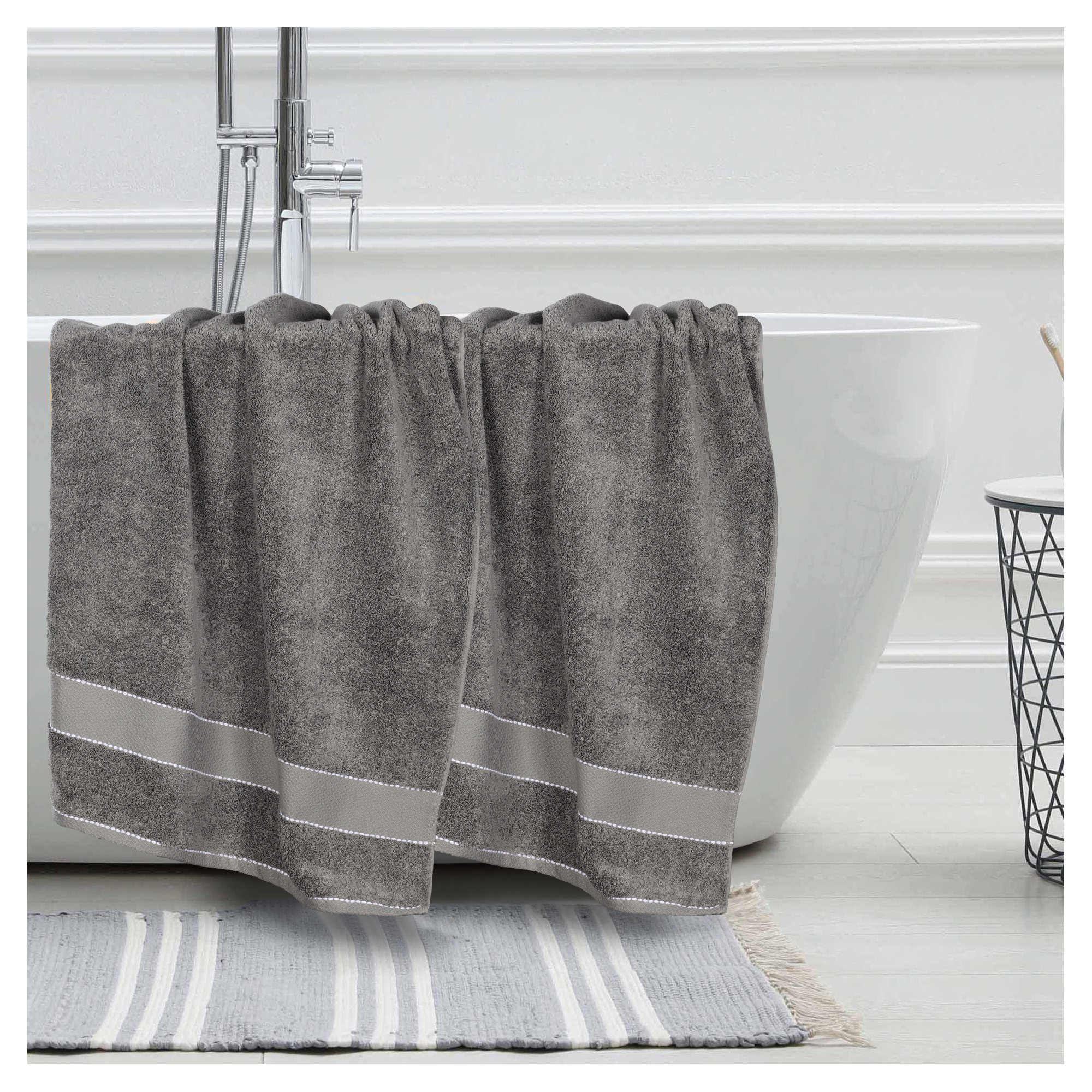 Abrianna Egyptian Giza Cotton Bath Sheet, Charcoal