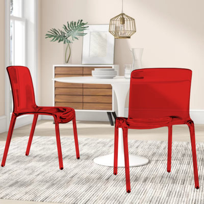 Lade Transparent Plastic Stackable Dining Chair with Waterfall Edge Seat – Lightweight Versatile Accent & Kitchen Side Chair, No Assembly Required