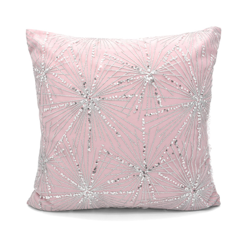 Crinkle Glitter Sequin Shimmering Cushion, Pink