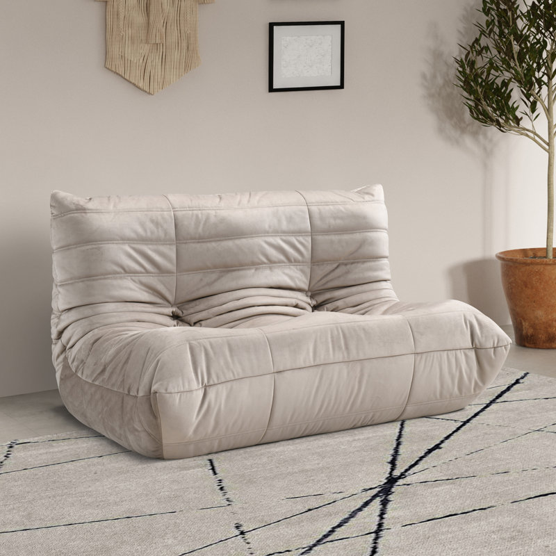 Causeuse rembourrée en velours 54,75 po Rachel, Velours taupe