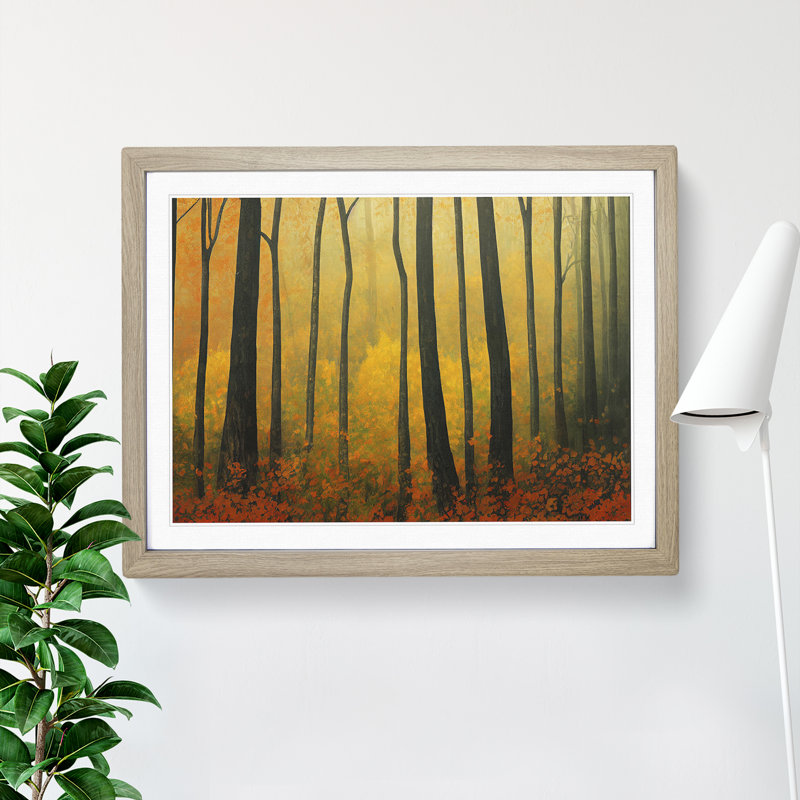 Innovative Autumn Forest - Single Picture Frame Print, 25cm H x 34cm W x 2cm D, Oak