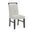 Ensemble de salle à manger 7 pièces de style contemporain avec table rectangulaire en faux marbre blanc et chaises rembourrées à dossier complet gris clair et noir-1308762345