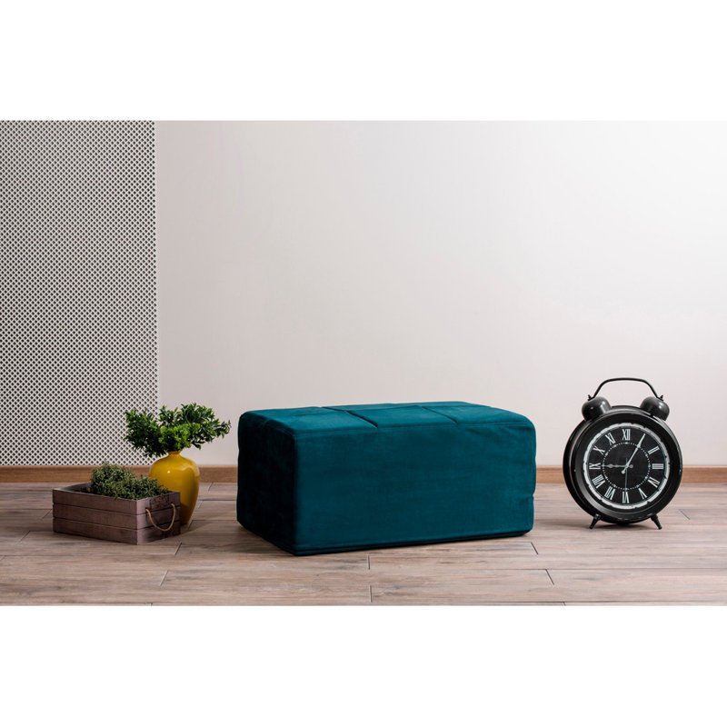 Repose-pieds rectangulaire de 35,4 po de largeur, 100% polyester vert pétrole