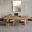 Table de salle à manger rectangulaire en bois massif brun-1117715872