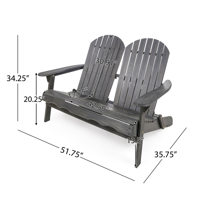  Banc de causeuse d'extérieur, siège en bois résistant aux intempéries pour la détente du patio et du jardin, gris foncé