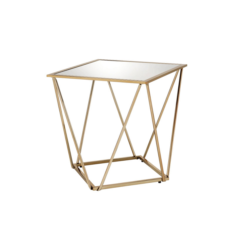 Square End Table With Metal Base