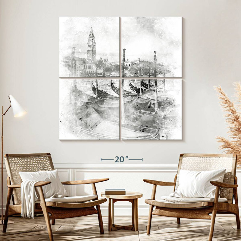 Nicci Canal Grande, aquarelle monochrome, H 57 po x l 57 po