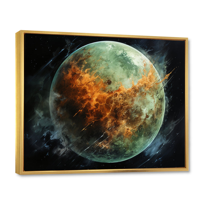 " Orange Misty Earthen ", 30" H x 40" W x 1.5" D, Gold Floater Framed