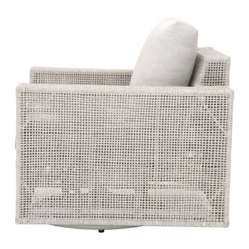 Gray Rope Frame Outdoor Swivel Rocker Chair with Cushions