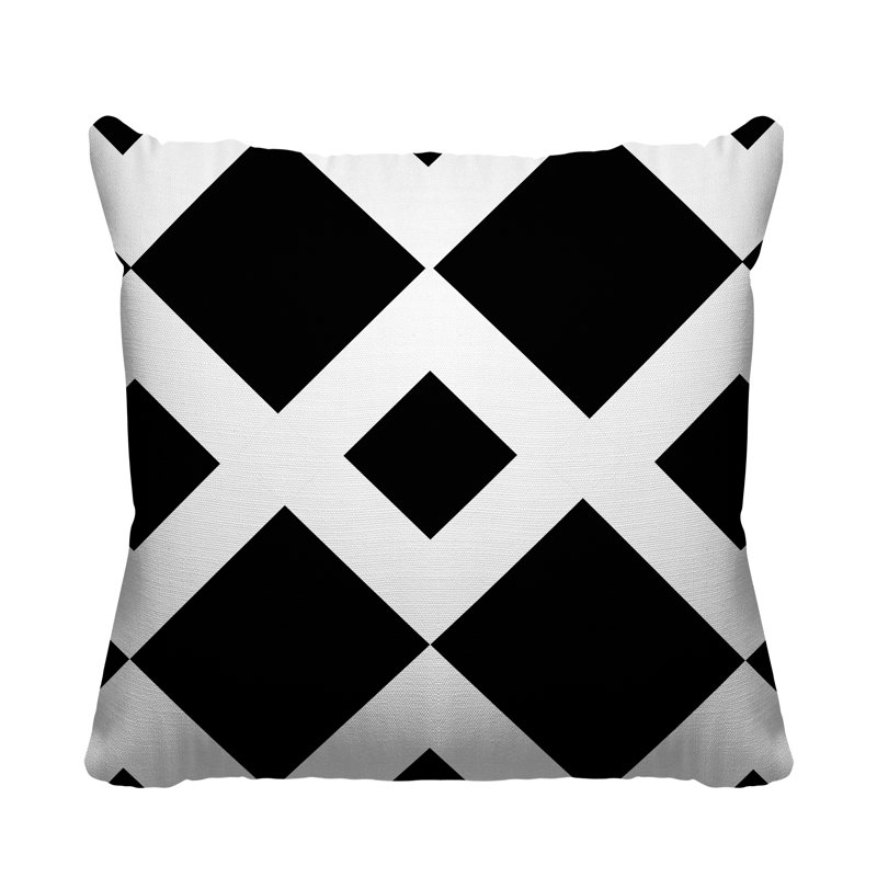 Coussin décoratif intérieur / extérieur Farrell, Géométrique noir 2, 17" x 17", Carré