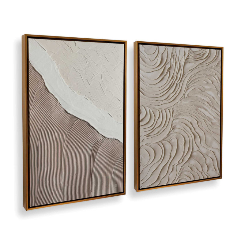 Wave Formations Duo II Set of 2 Canvas Prints in a White Frame, 30" x 20", 19" H x 26" W x 1.75"D
