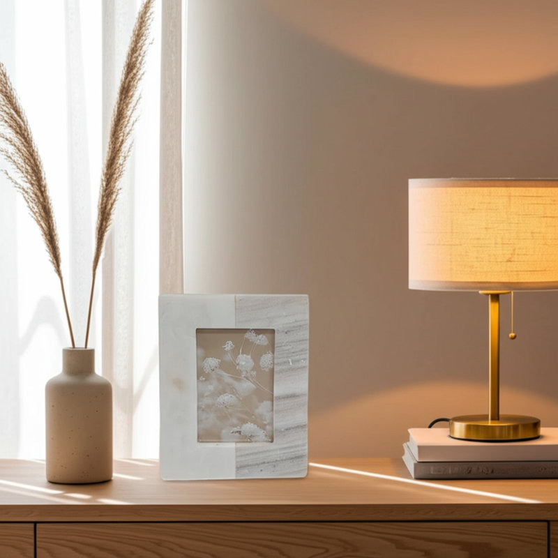 Modern Stone and Marble Frame with Glass Inset and Durable Backing - Stylish Contemporary Display Accent with Sleek Design and Premium Materials for Lasting Elegance and Visual Appeal