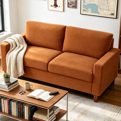 55.5" mid-century modern loveseat with high-density foam cushions and detachable wood legs, compact 2-seater sofa for apartment living room
