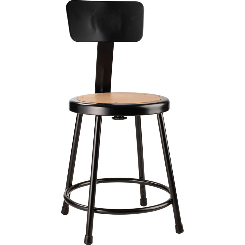 Backed Ergonomic Industrial Stool with Footring, 18"