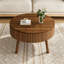 Table basse moderne à plateau relevable avec demi-plateau de rangement dissimulé en bois massif cannelé en noyer pour économiser de l'espace-813126573