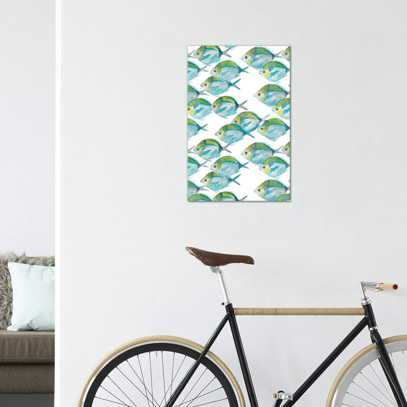 " Fishes Pattern ", Wrapped Canvas, No Mat, 48" H x 32" W x 1.5" D