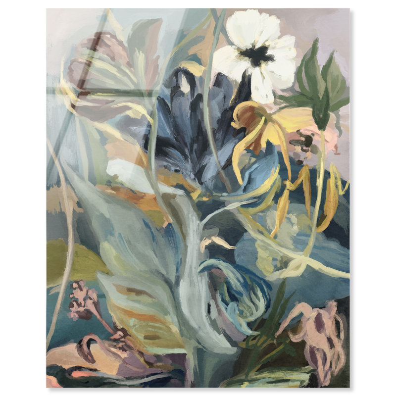 Botanic Overlap High-Gloss Frameless Acrylic Glass Wall Art Abstract Print by Oliver Gal, Ready to Hang, 16 x 20, 36"H x 30"W
