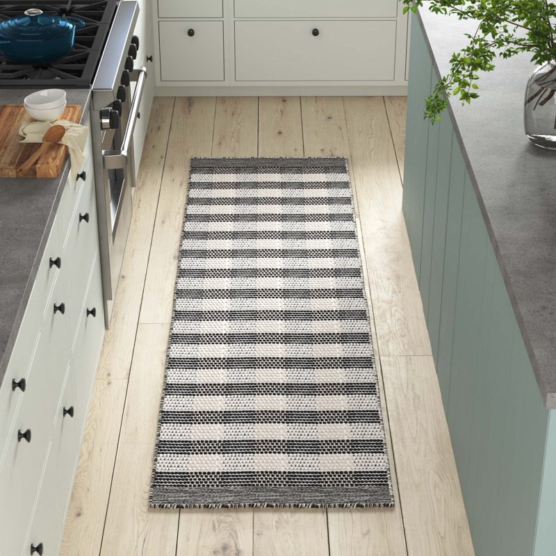 Striped Kilim 807 Area Rug In Black / Ivory, Runner 2'3" x 8'