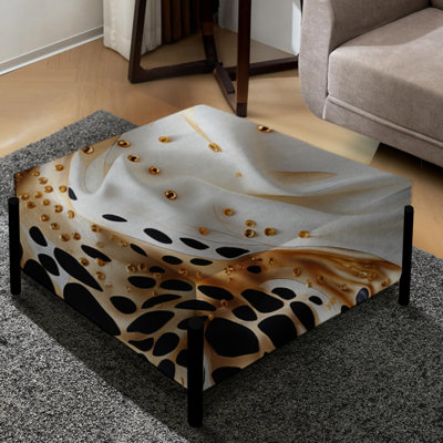 Grand repose-pieds carré noir et doré Glam Marble