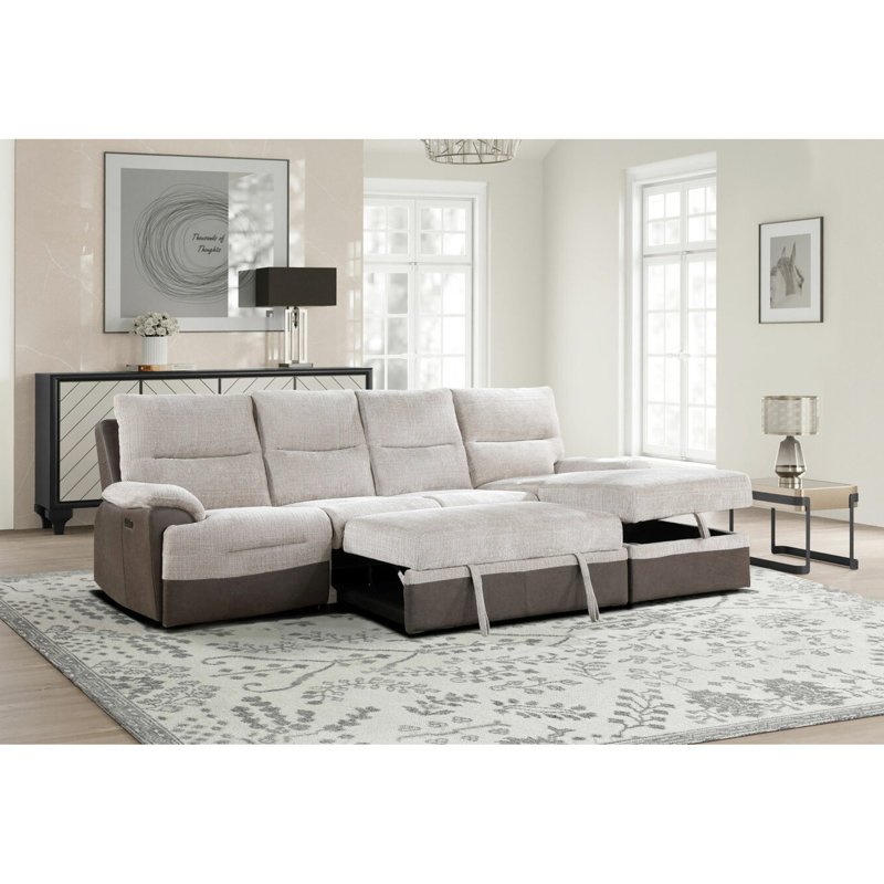 Canapé modulaire contemporain beige / brun avec finition bicolore Po