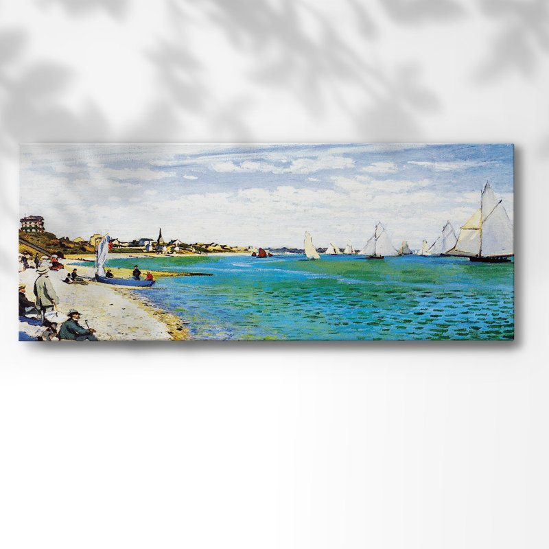 Régate à Saint Adresse par Monet, H 24 po x l 60 po x P 1,5 po
