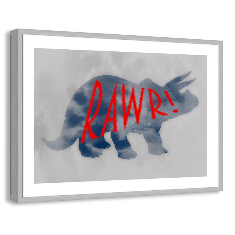 Dino Rawr Art, H 24,5 po x l 34,5 po x P 1,18 po, Encadré de boîte argent