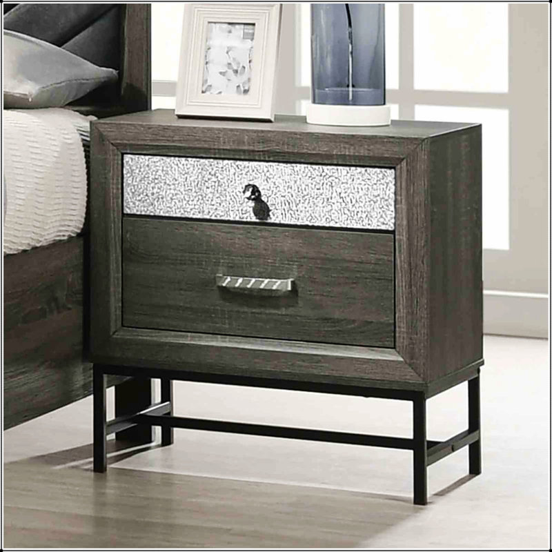 Table de chevet de style contemporain avec pieds en métal, poignée en acrylique et rangement spacieux pour les chambres à coucher modernes