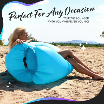Nevlers Blue Inflatable Lounger with Travel Bag and Pockets