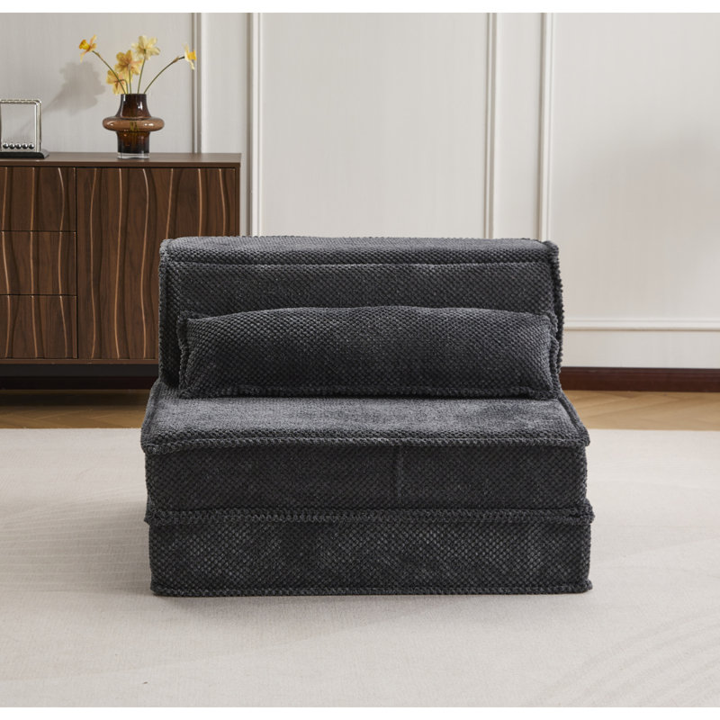 Canapé à compression Mahjong, canapé-lit convertible au sol, canapé modulaire modulaire désossé DIY, aucun assemblage requis, tissu polaire circulaire, canapé simple surdimensionné avec 1 coussin, gris foncé