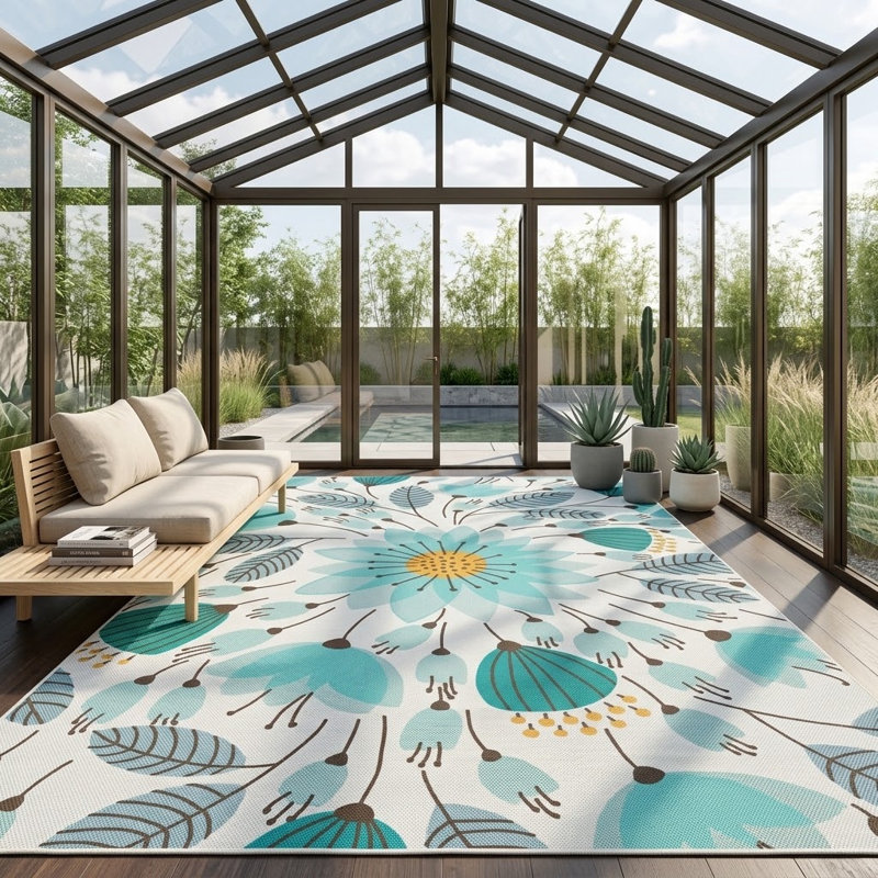 Tapis floral lavable Frankin, tapis d'intérieur antidérapant à poils courts pour le salon, la chambre à coucher, la cuisine et le vestibule