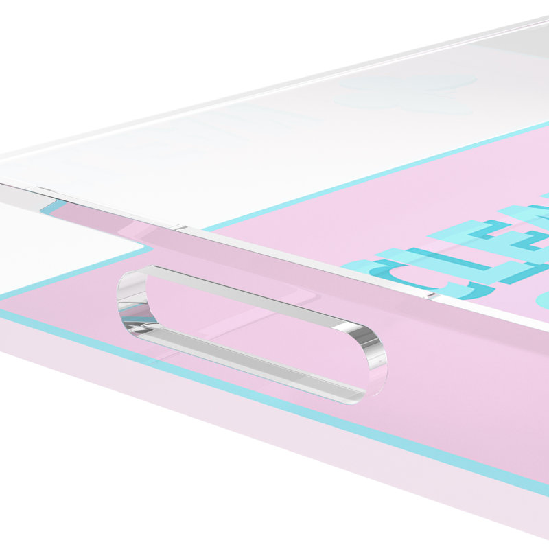 Decorative Tray, 2" H x 17" W x 10.5" D, Pale Pink/Blue