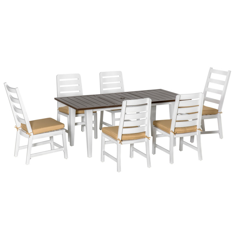6 - Person Metal Patio Dining Set with Rectangular Table , Cushions Included