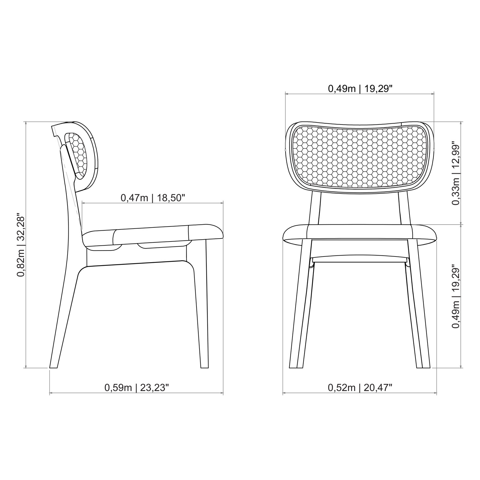 Anela Claudia Cane Side Chair, Damasco