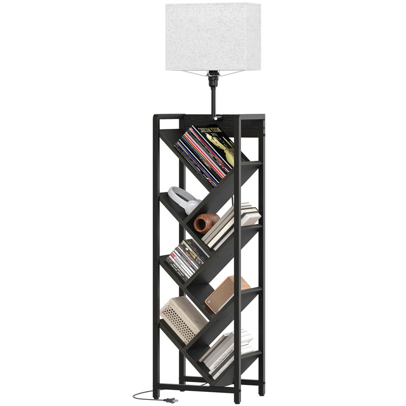7-Tier Tree-Shaped Bookshelf with Light, 3 Lighting Modes, Floor-Standing Tall Bookcase, Corner Storage Shelf
