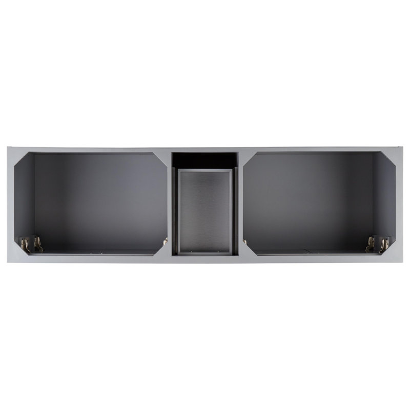 Quen 72" Freestanding Double Basin Vanity Set with Cabinet, Vanity Tops, Gray, Feathered White Quartz, Single-Hole