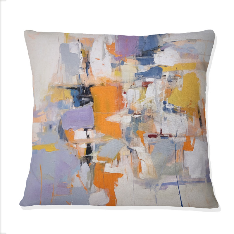 Coussin Poétique Expressionism en mauve et orange - Collages abstraits
