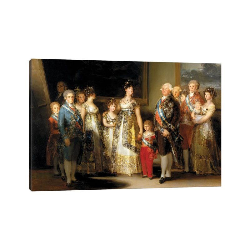 The King And Queen Of Spain (Charles IV And Maria Luisa) With Their Family, 1800 by Francisco Goya - Wrapped Canvas Painting