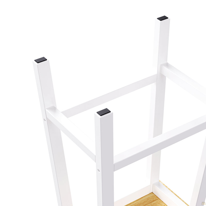 Tabourets de bar en bois massif (pas cher en fer), ensemble de 2 chaises de bar de 25,6 po de hauteur, Blanc