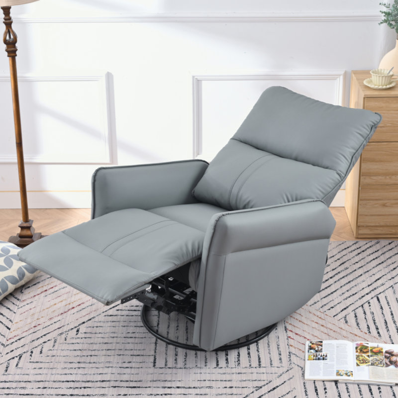 Tyvan Faux Leather Recliner, Blue-Gray, Manual