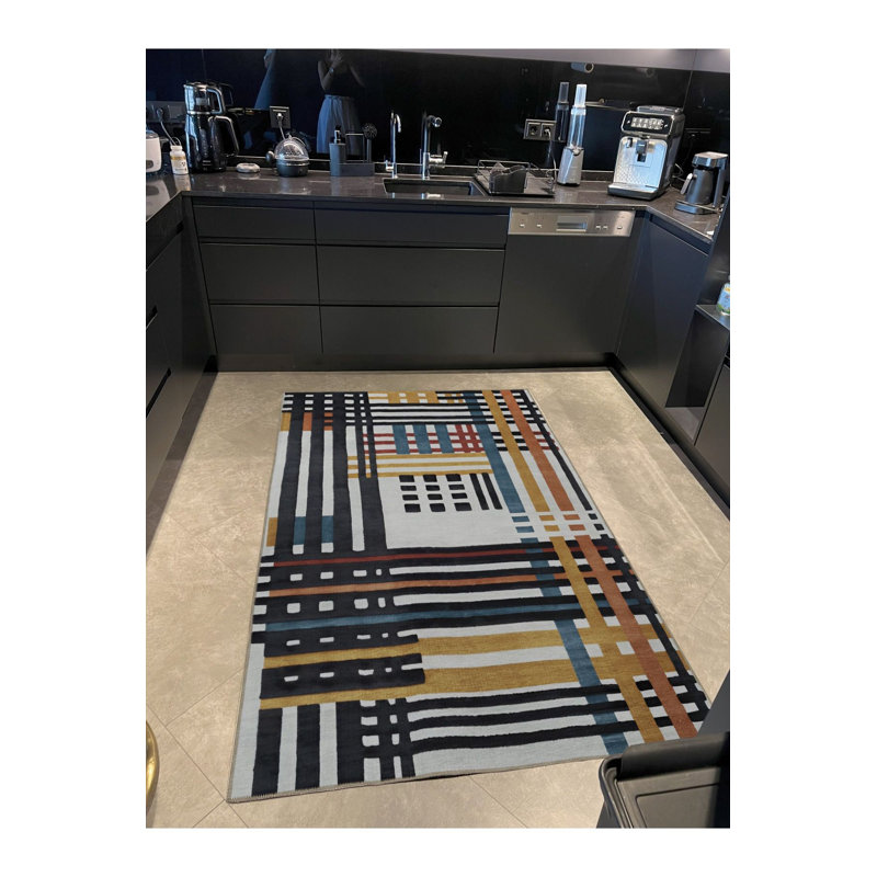 Tapis multicolore à rayures multicolores, Rectangle 3 pi 11 po x 5 pi 11 po