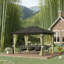 Pavillon de jardin avec toit en métal 11,9 "x 9,8" avec cadre en aluminium et crochet supérieur
