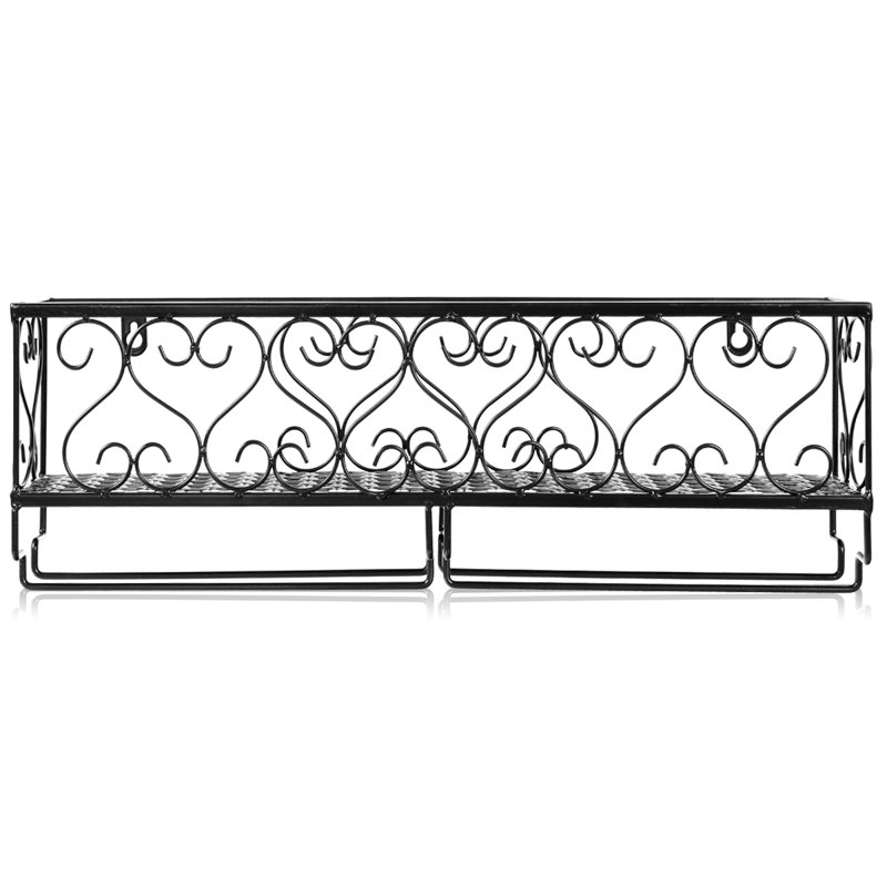 Weekley 6 Bottle Wall Mounted Wine Bottle & Glass Rack in Black