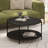Furinno Besi 2-Tier Modern Round Coffee Table Table with Sturdy Metal Legs, Black-987661627